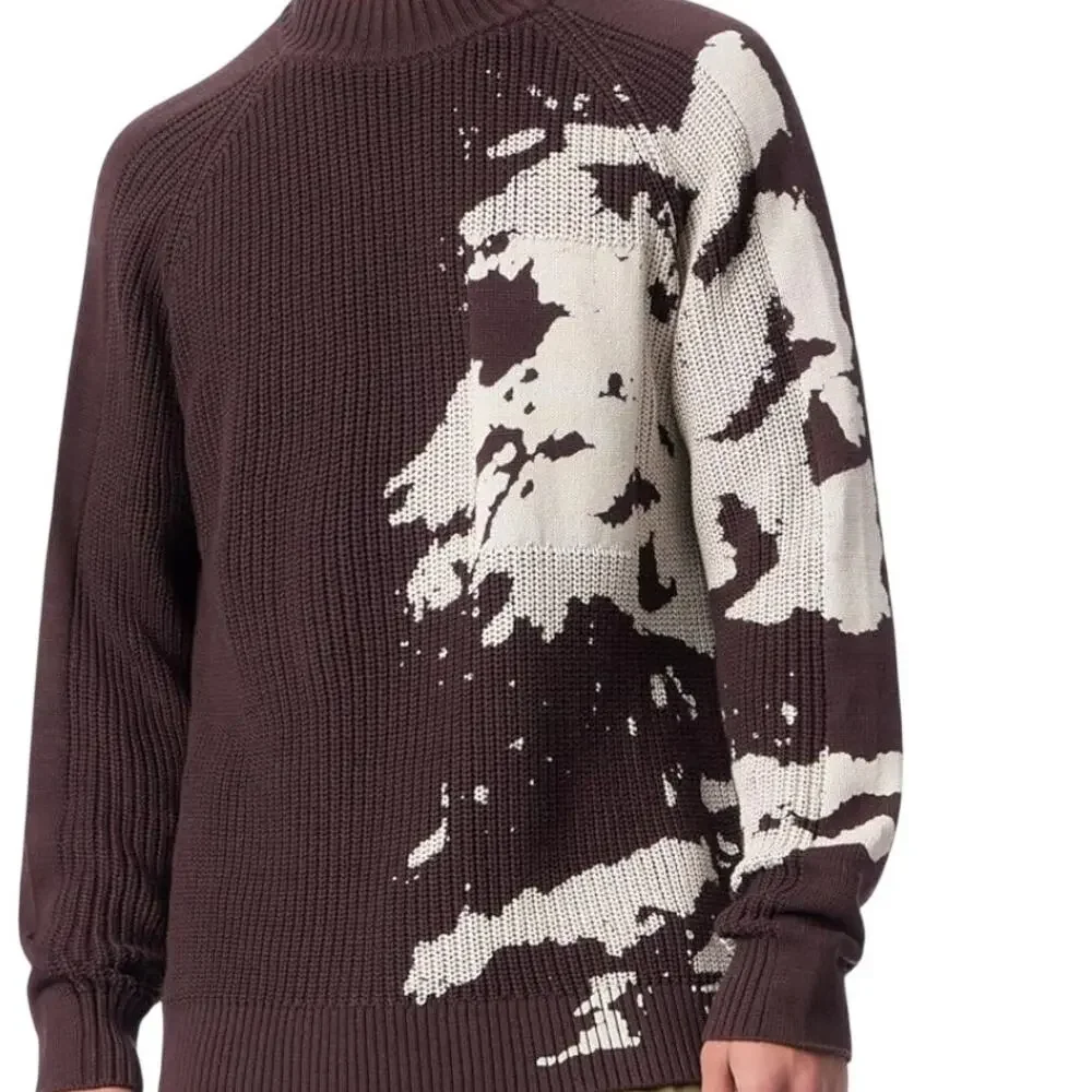 Cross Eyed Moose Mens Refractor Crew Neck Knit Sweater Sz XXL Brown Plum
